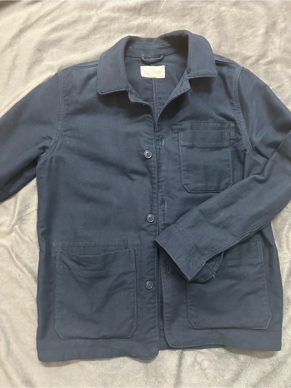 Everlane Dark Navy Flannel Cotton Work Jacket chores coat